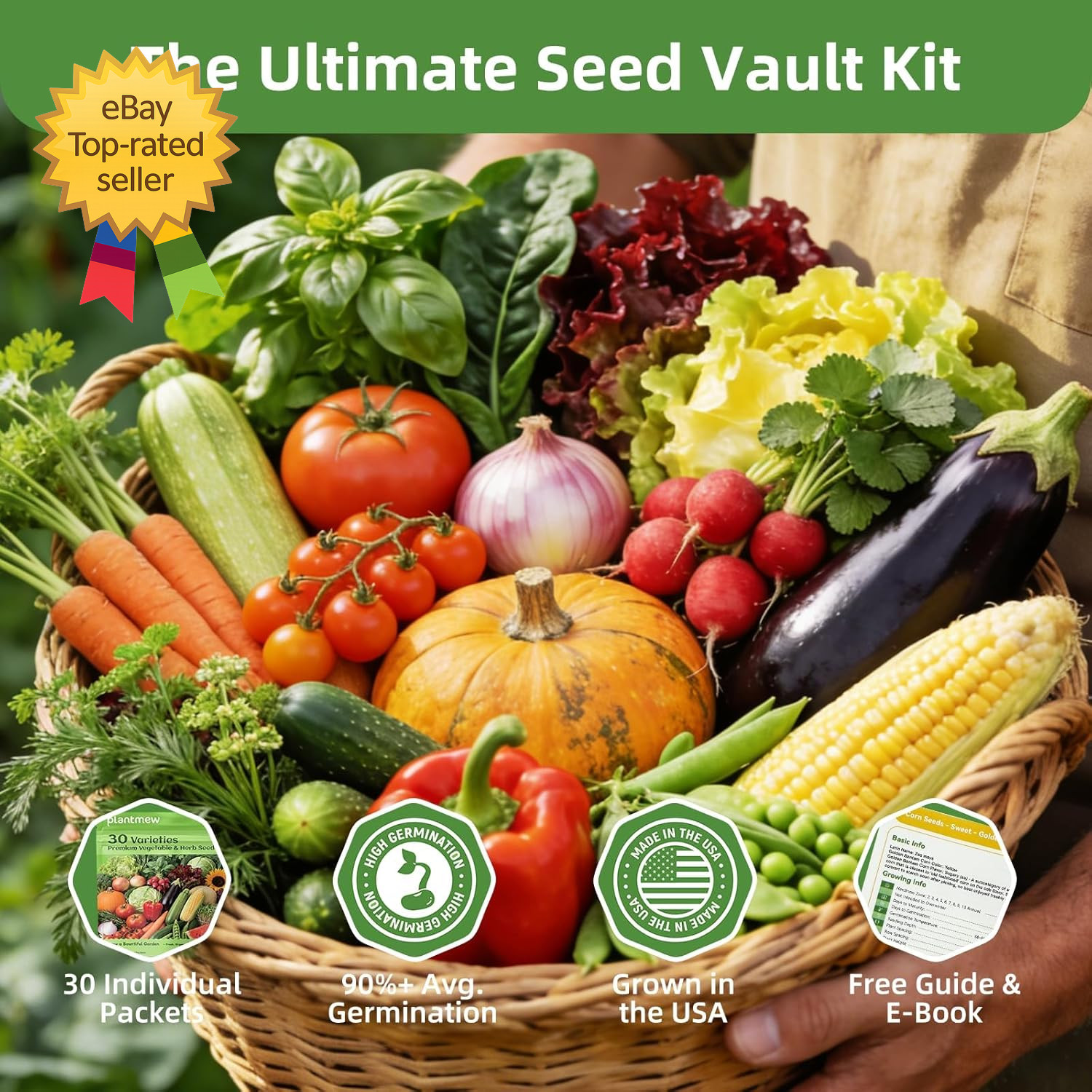 Heirloom Vegetable Seeds Kit 15000+ Non GMO Garden Survival Planting Mix Pack