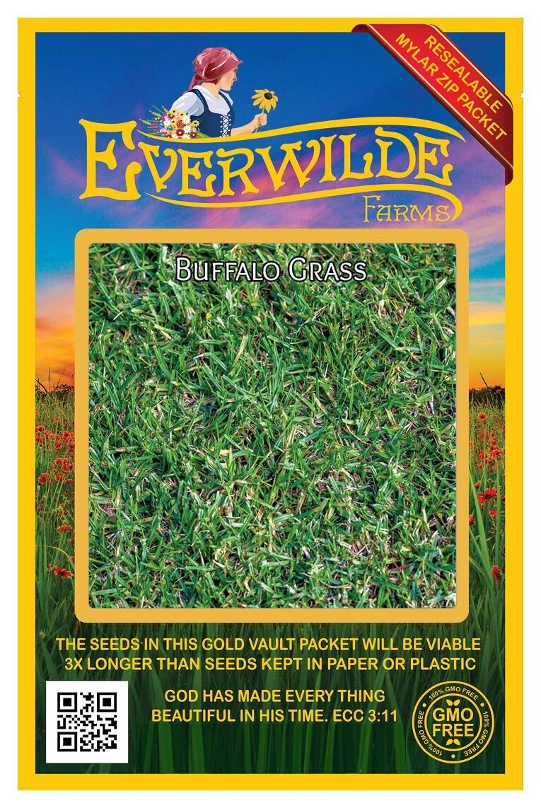 100 Buffalo Grass Native Grass Seeds – Everwilde Farms Mylar Seed Packet