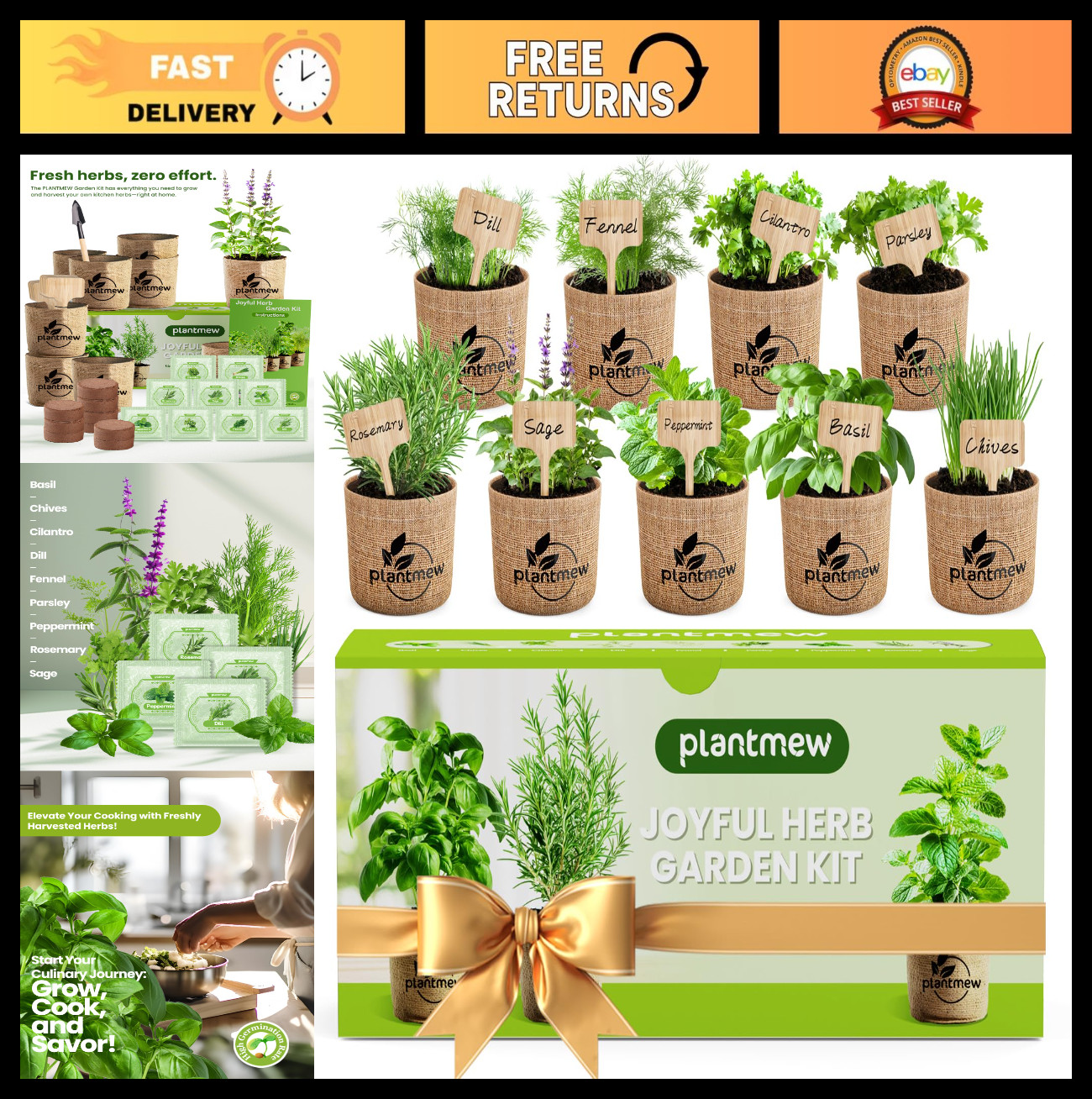 Indoor Herb Garden Kit for Women – Complete Starter Set with Pots, Soil & Tools
