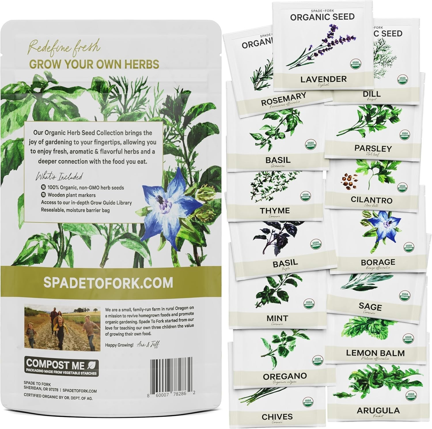 15 Certified Organic Herb Seeds Variety Pack 4X More 10,000+ Non GMO Seeds fo…