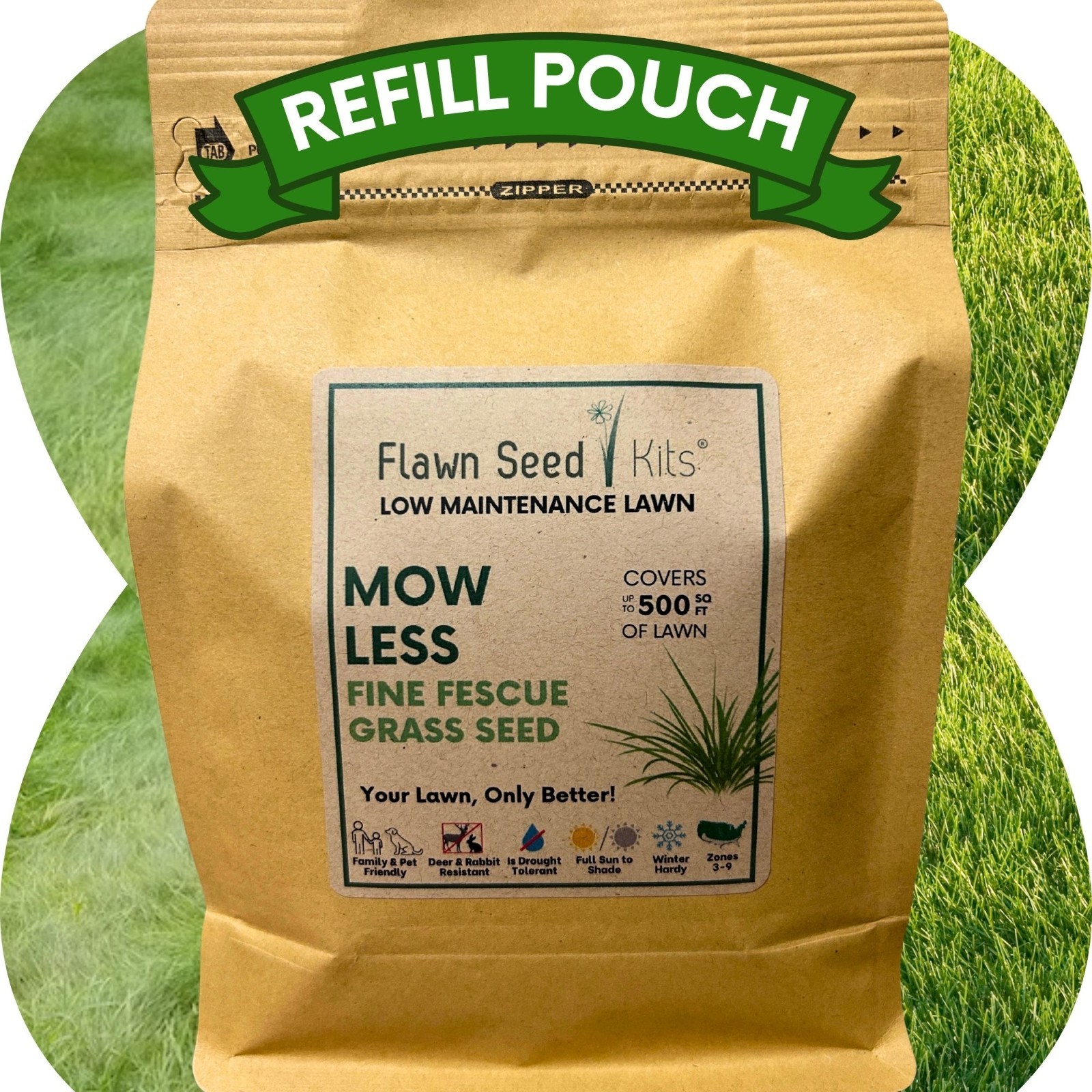 Mow Less Fine Fescue Grass Seed, Low Maintenance Lawn, Shade Tolerant