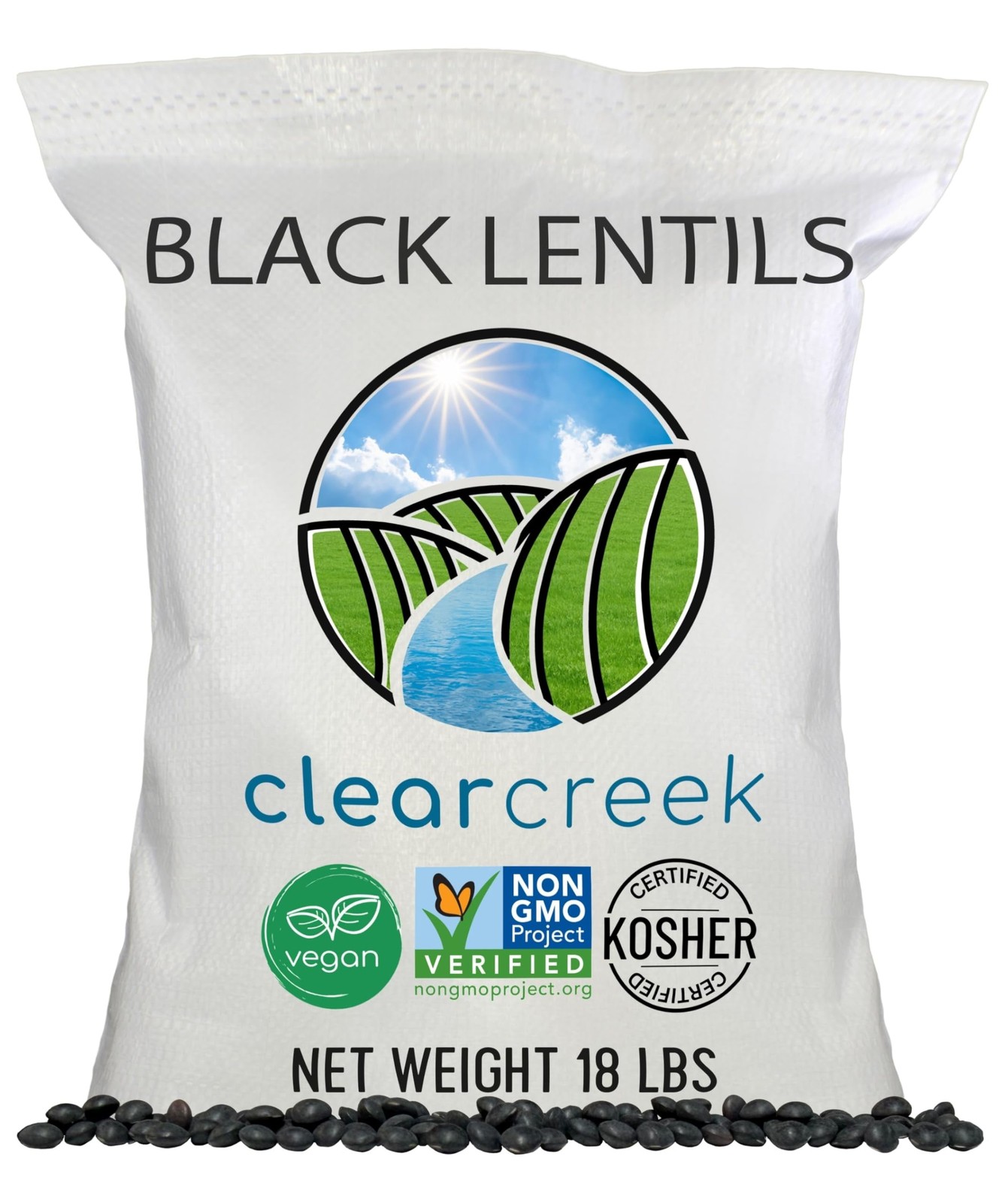 CLEAR CREEK Black Lentils | Caviar or Beluga Lentils| 18 lbs | NonGMO | Koshe…
