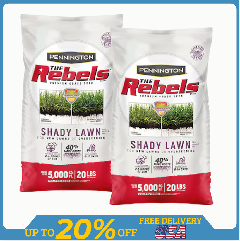 Pennington The Rebels 40 lb Grass Seed Shade Mix Lawn Seed Blend 2 Pack 20lb