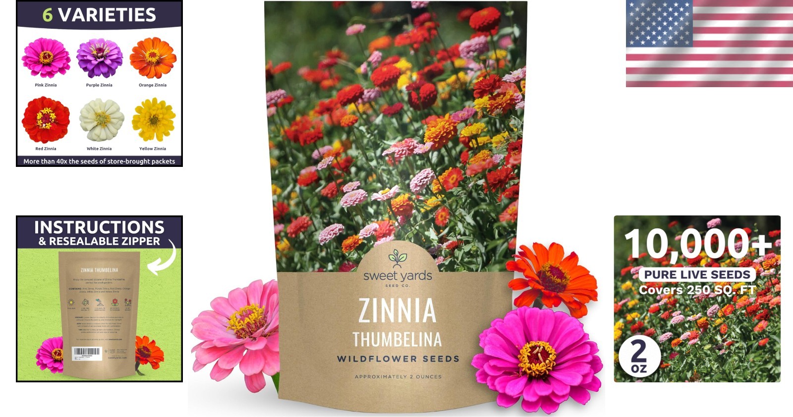 High-Quality Zinnia elegans Seeds – 2oz Pouch