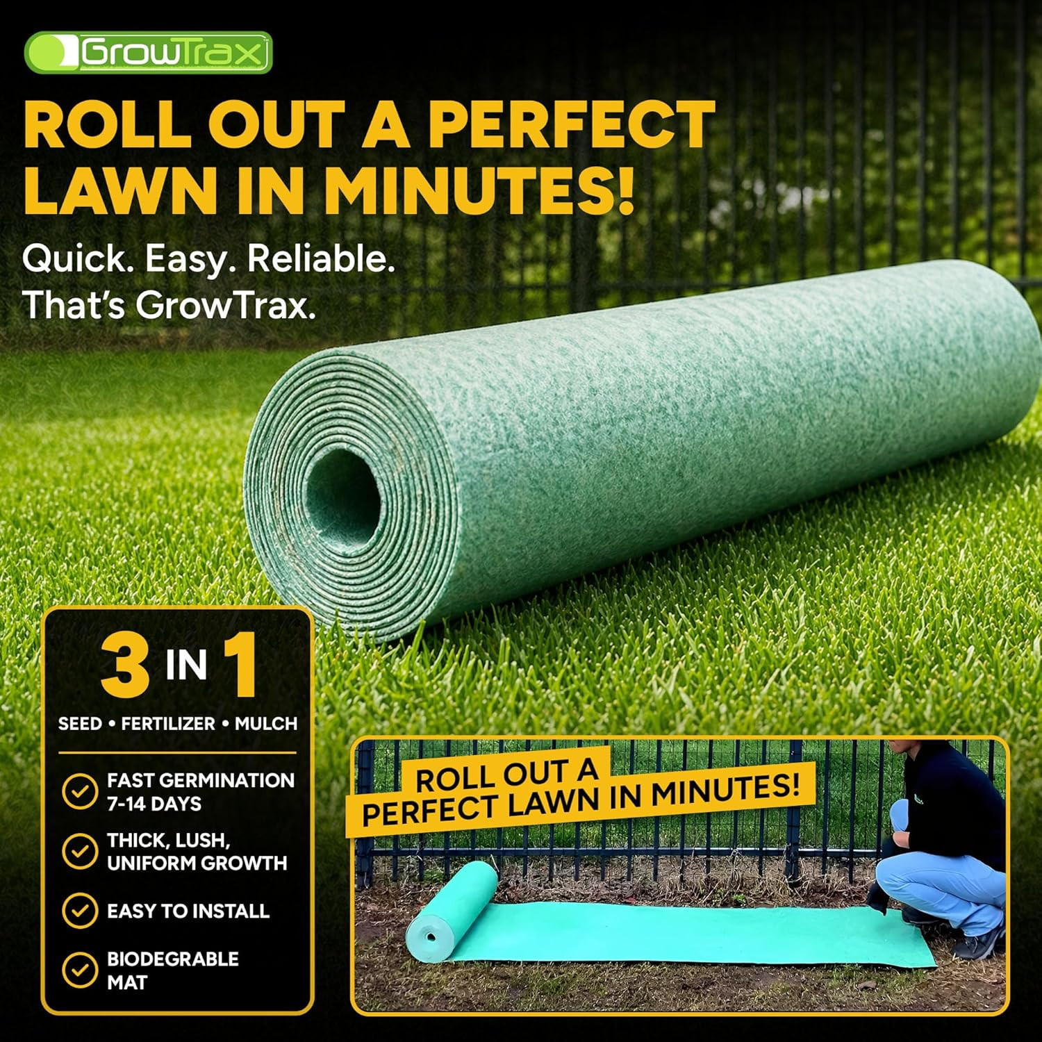 Biodegradable Grass Seed – 100 SQFT Bermuda Rye – Grass Seed and Fertilizer for