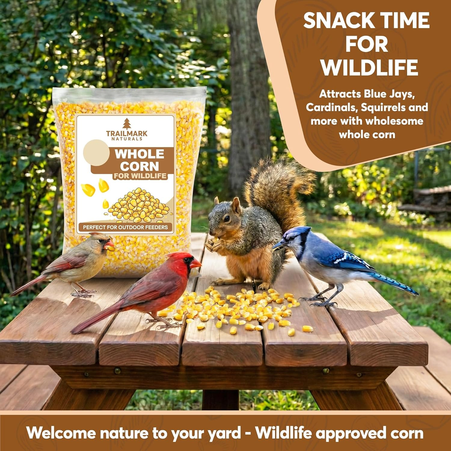 Whole Corn 10 LB– Premium Bird Seed & Wildlife Feed for Ducks, Deer, Squirrels,