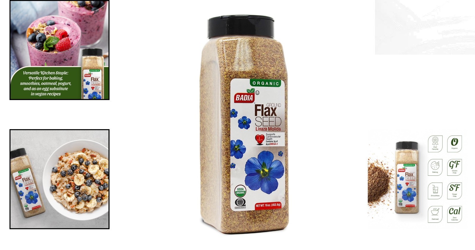 Organic Ground Flax Seed 16 oz – High Fiber & Omega-3 Superfood for Cooking