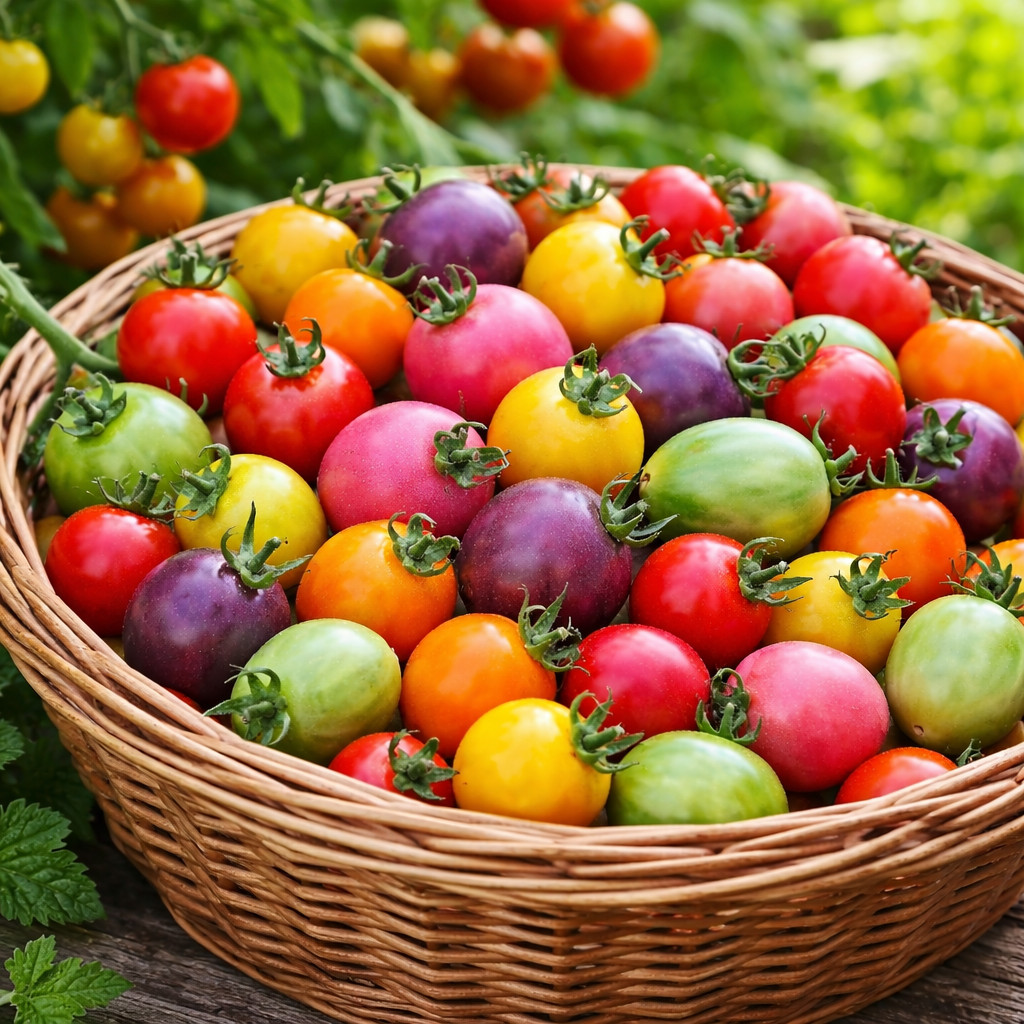 100 Heirloom Rainbow Large Cherry Tomato Seed Mix – 6 Large Sweet Tomato Colors