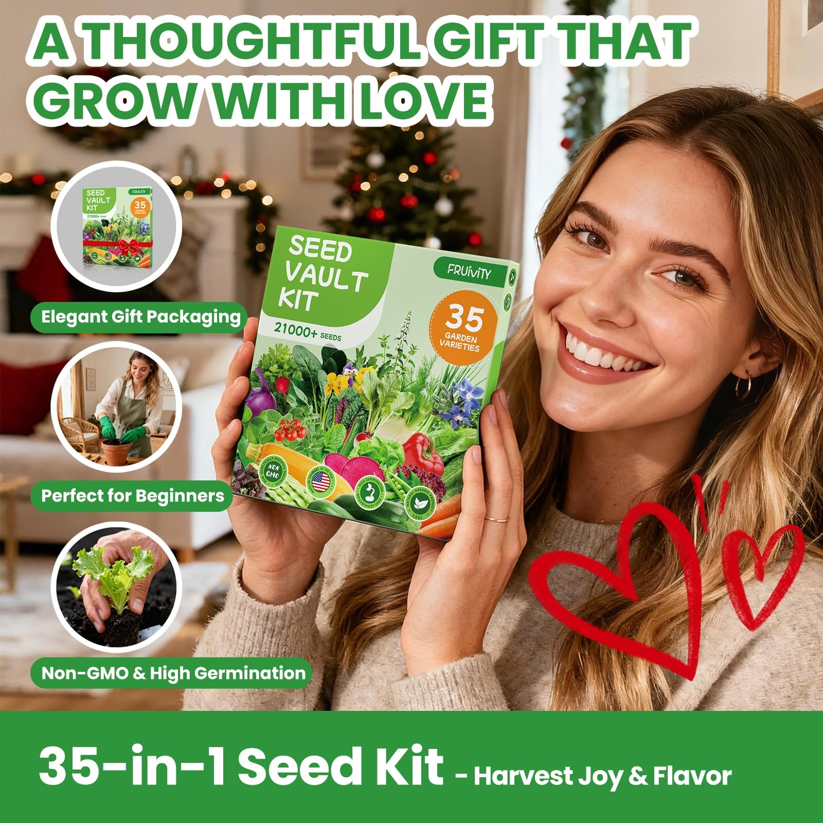 35 Heirloom Seeds Variety Pack – 21000+ Seeds for Planting Vegetables and Fru…