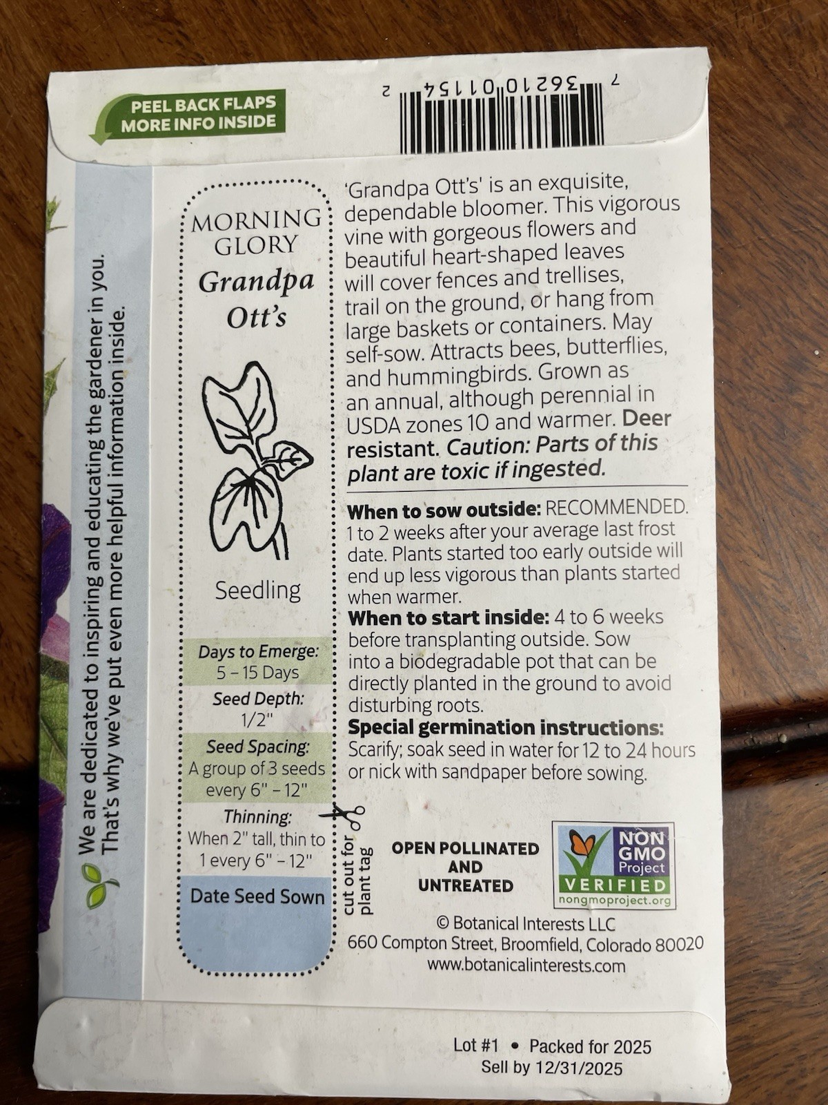 Botanical Interests Morning Glory & Cosmos Flower Seeds Attracts Bees Butterfly