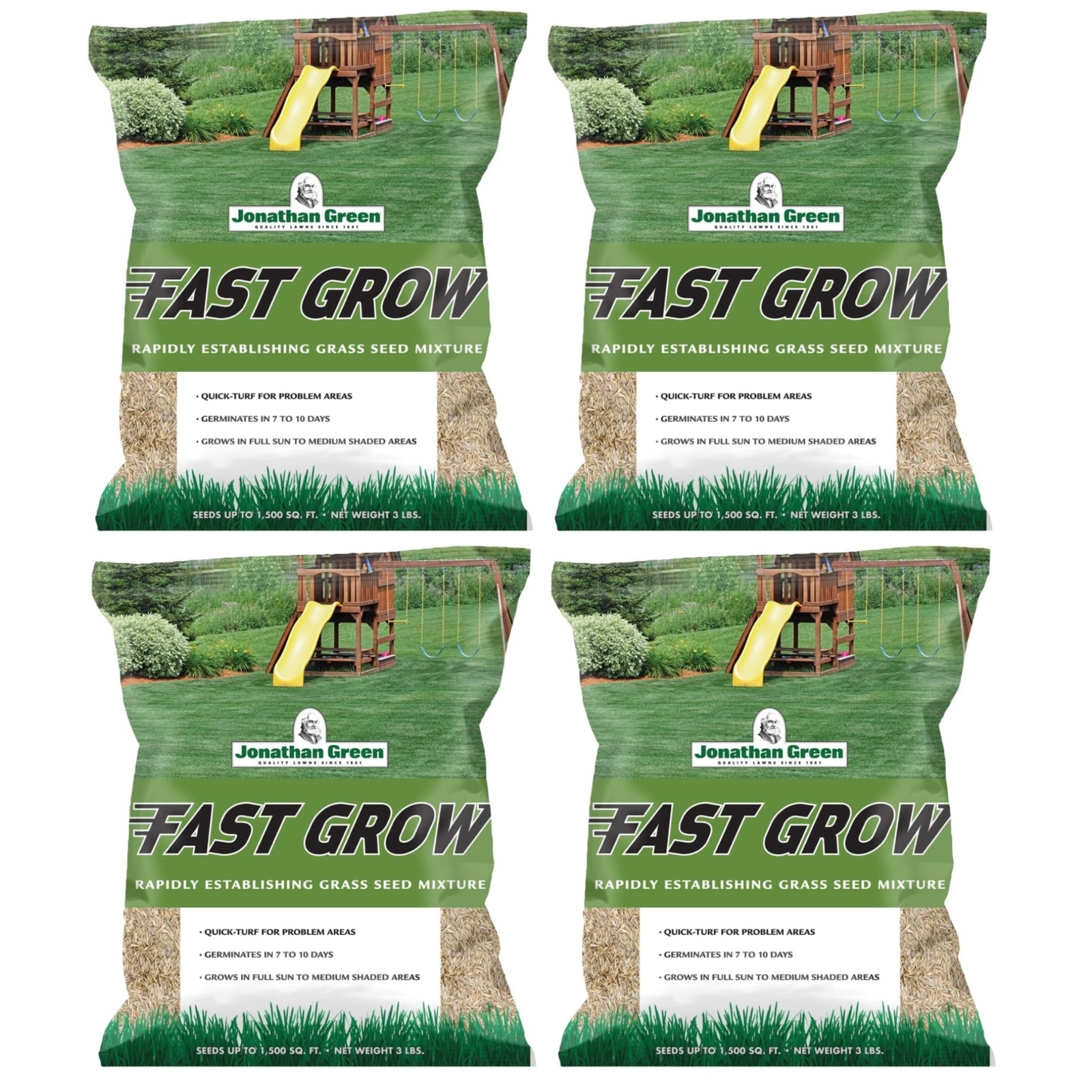 Jonathan Green (#10820) Fast Grow Grass Seed Mixture, 3lb bag, 4 Pack