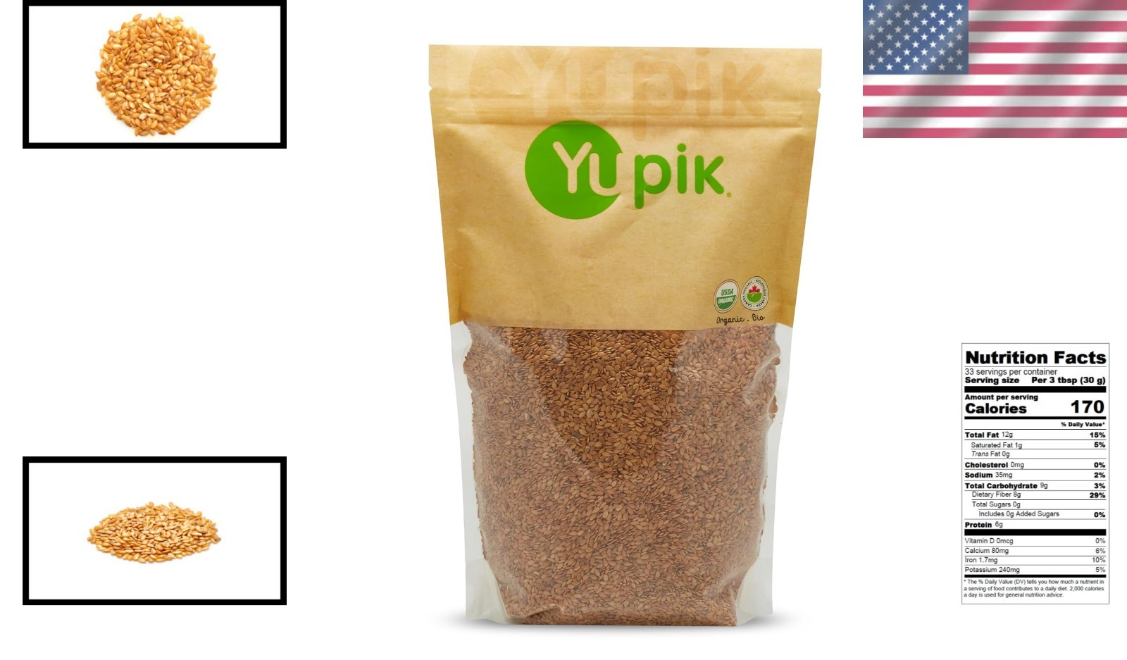 Organic Raw Flax Seeds, 2.2 lb – Rich in Fiber & Omega-3 for Healthy Living