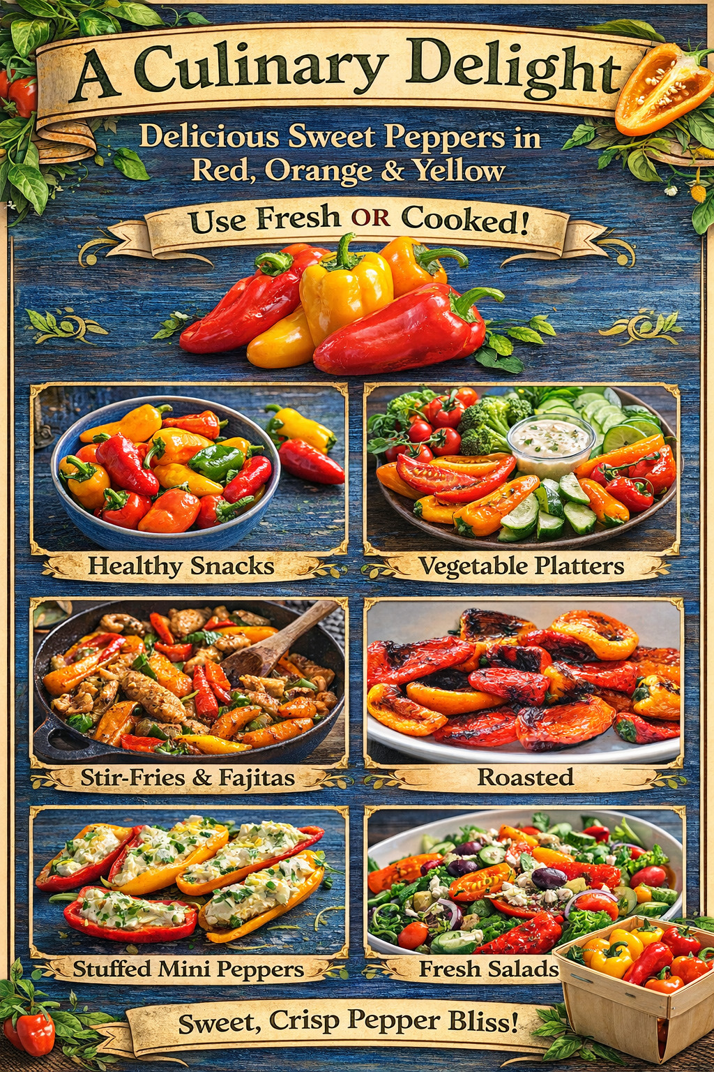 25 Organic Lunchbox Sweet Pepper Seeds Mix Red Orange Yellow 25+ Seeds Heirloom