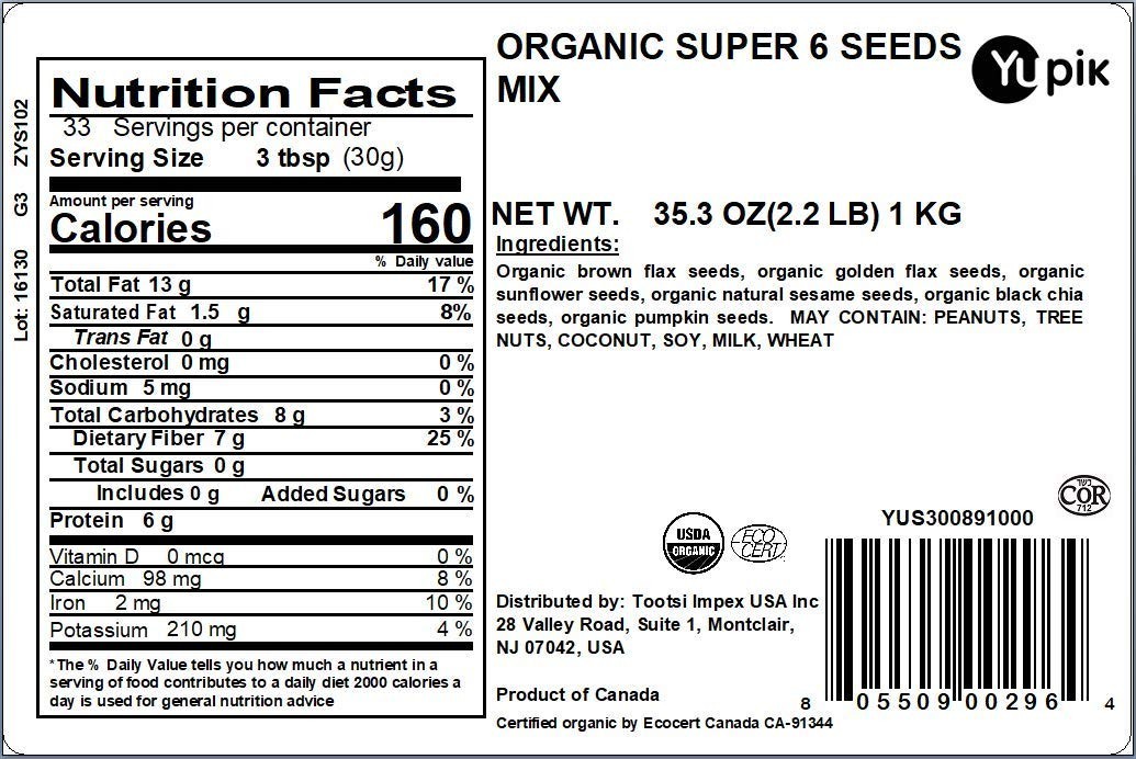 Nutritious Organic 6 Seeds Mix – , Raw, 2.2 lb for Healthy Living