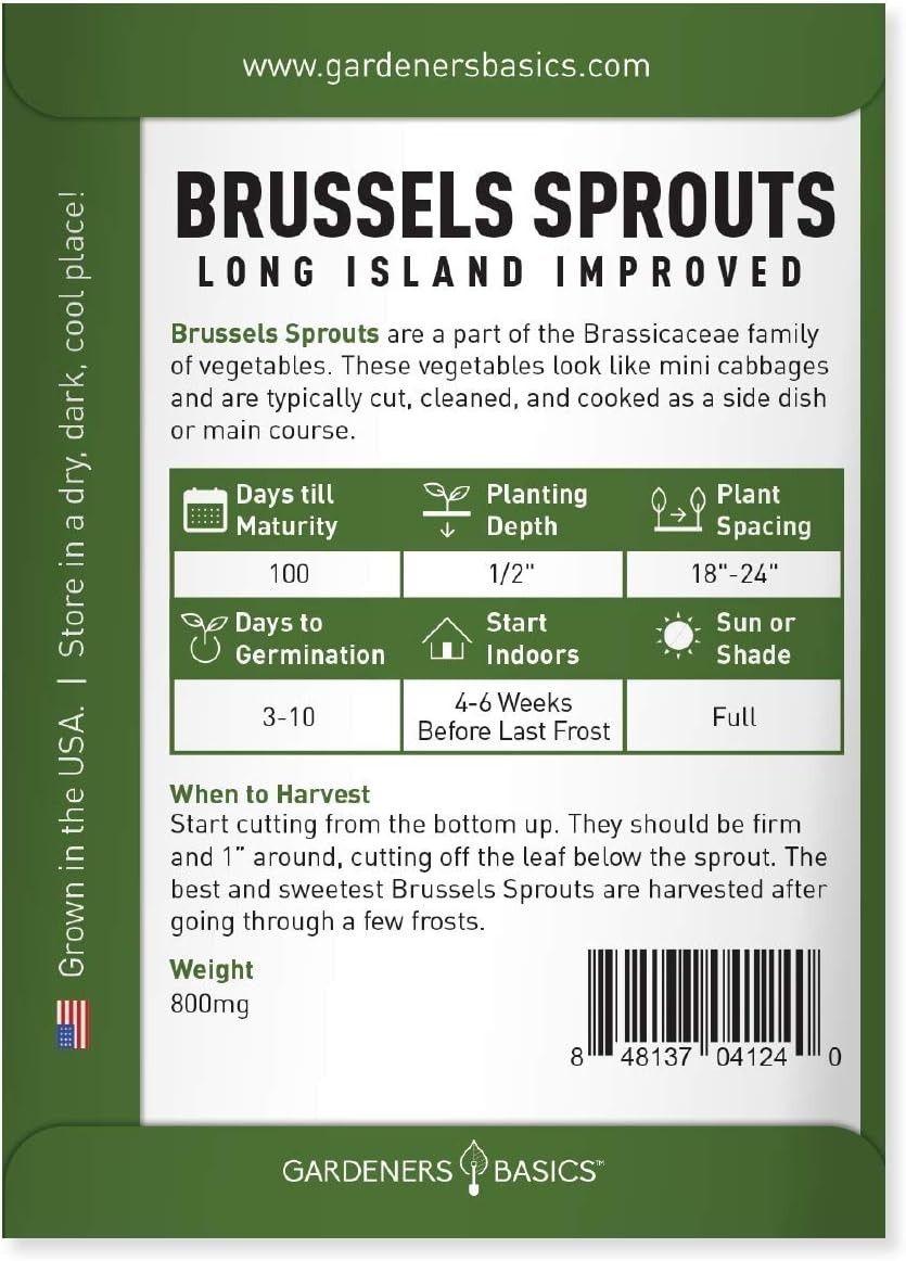 Long Island Improved Brussels Sprouts Seeds – 225 Count, Perfect for All Seasons