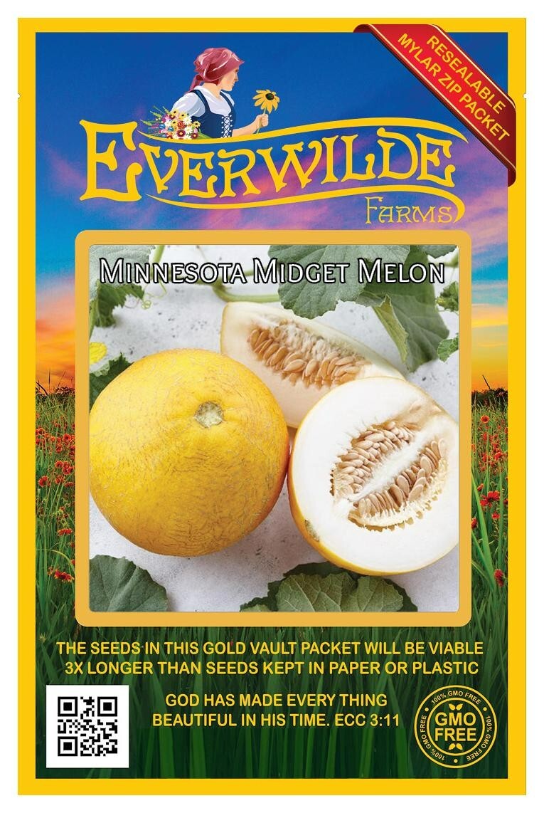 50 Minnesota Midget Melon Seeds – Everwilde Farms Mylar Seed Packet