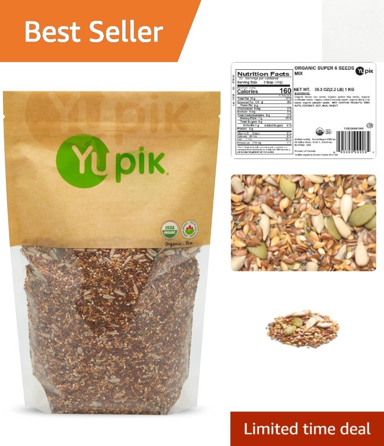 Fiber-Rich Organic 6 Seeds Mix, 2.2 lb – Crunchy Snack & Topping Delight