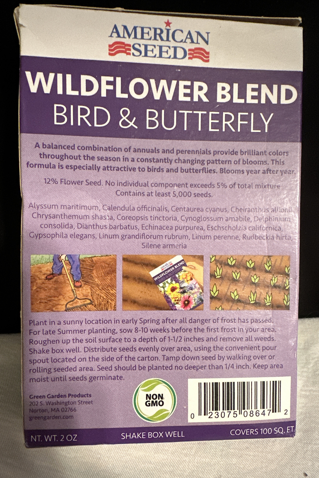 American Seed Shade Mix, Wildflower Blend, 100 Square Foot Shaker Box (2 Ounce)