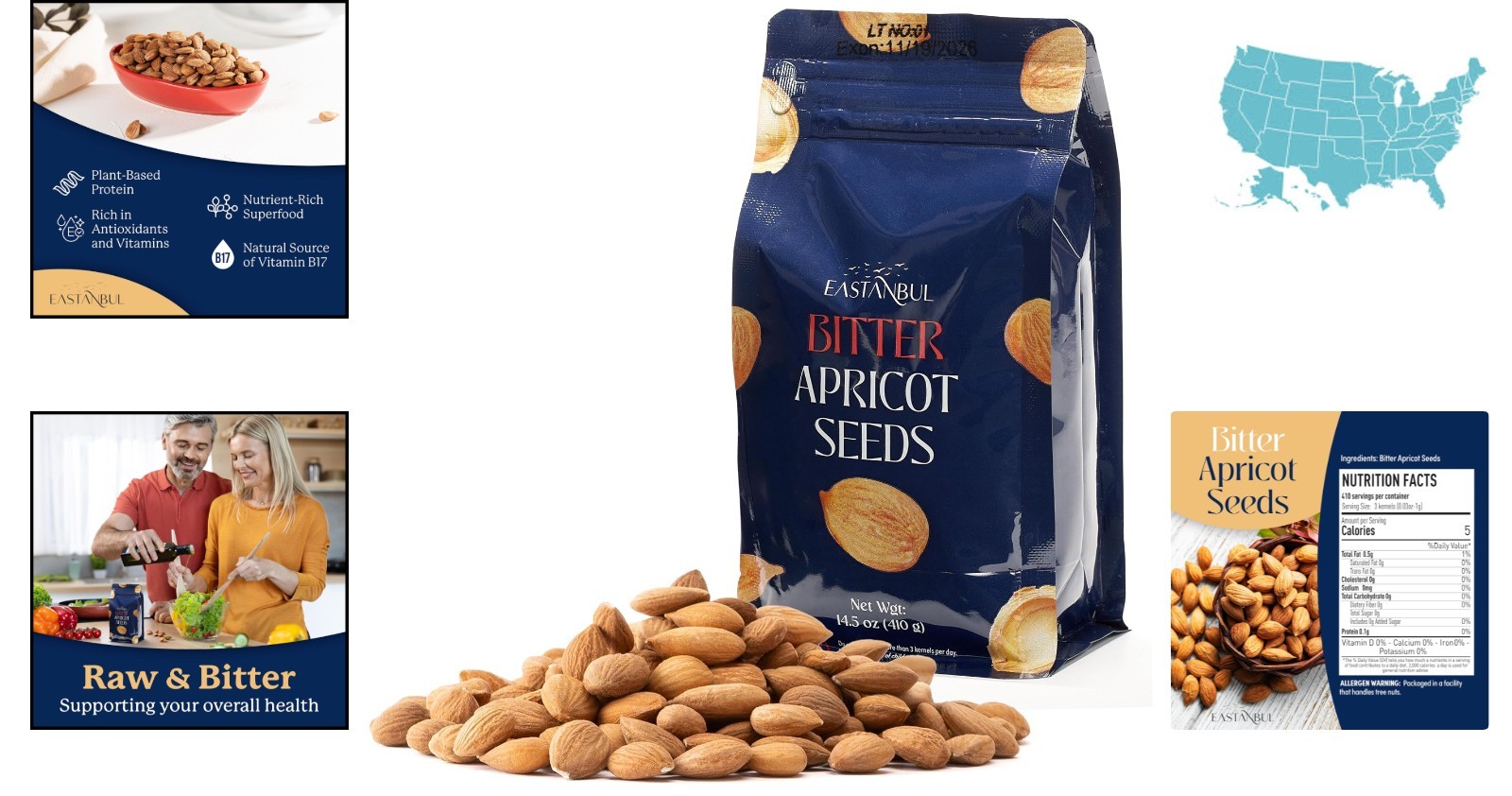 Authentic Raw Apricot Kernels 14.5oz, & Gluten Free – Healthy Snack Option