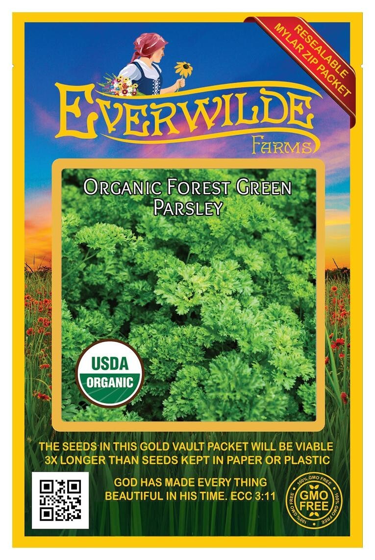 500 Organic Forest Green Parsley Seeds – Everwilde Farms Mylar Seed Packet