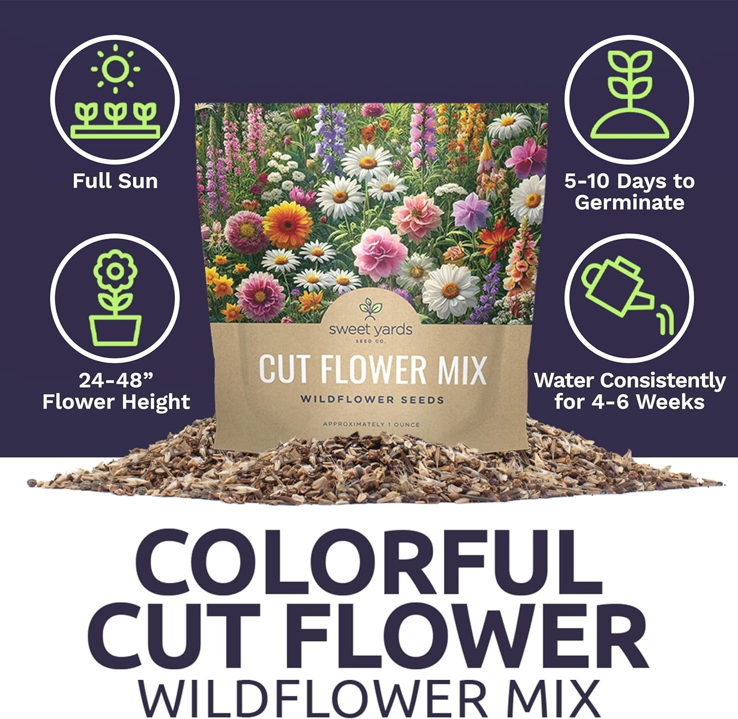 Cut Flower Garden Seeds 1 Ounce Pack Bright Colors Perennials Annuals