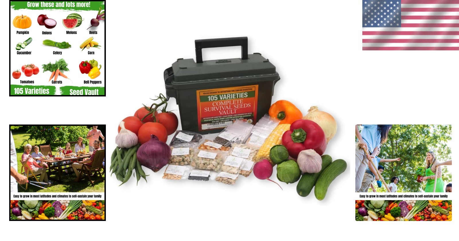 Heirloom Survival Garden Seeds: 105 Non-GMO Varieties, 25+ Yr Shelf Life, Amm…