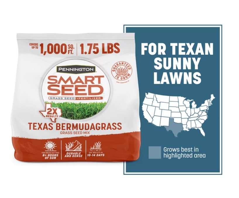 ( 2 pack ) Smart Seed Texas Bermuda Grass Seed Mix, for Full Sun, 1.75 Lb.