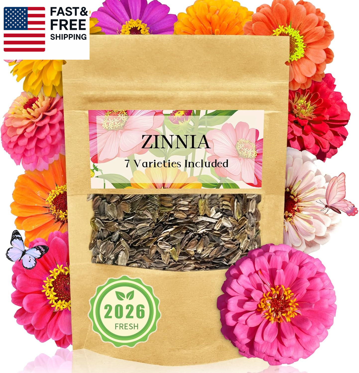 Zinnia Seeds Bulk 5,000+ | Outdoor Flower for Planting |Giant Zinnia Seeds for