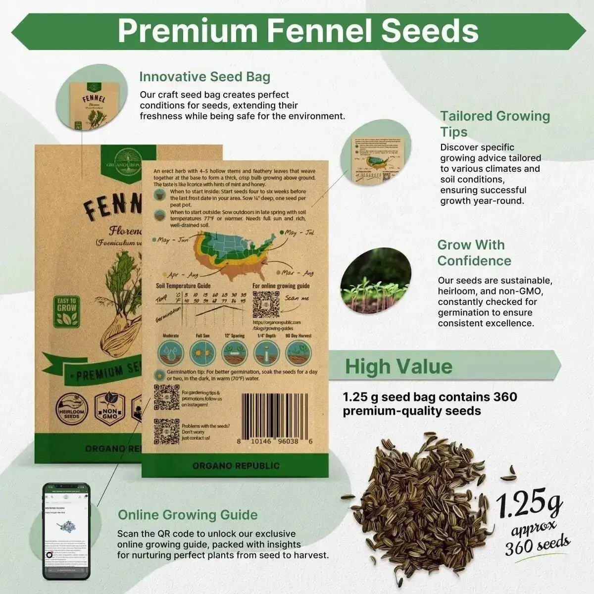 Fennel Florence Seeds Pack 1.25G