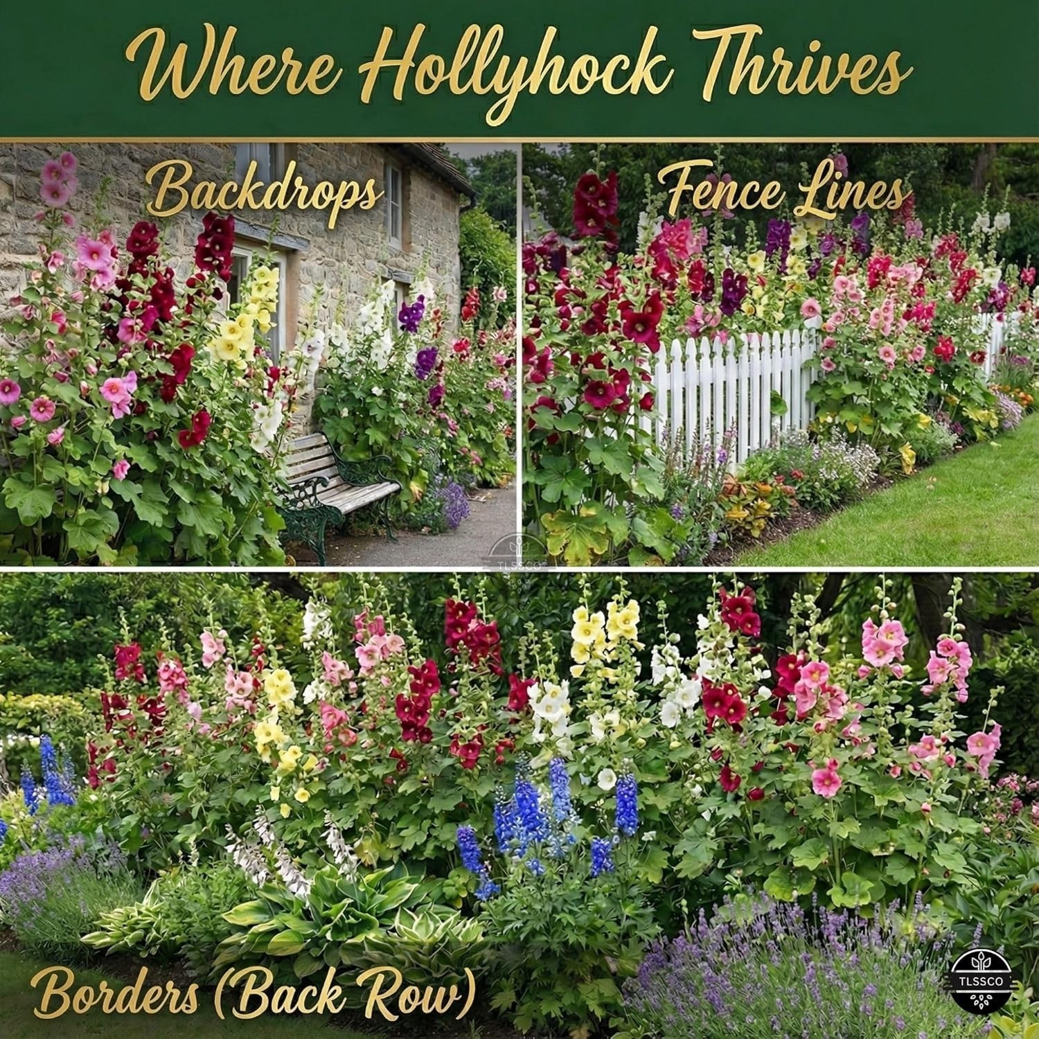 Flower Seeds: Heirloom Giant Hollyhock Carnival Mix Vibrant Blooms Garden Pack