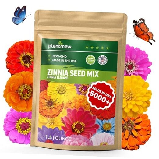 5000+ Zinnia Seeds Flower Seeds for 2026 Planting, 1.5 Oz, 5 1.5 Ounce Pouch
