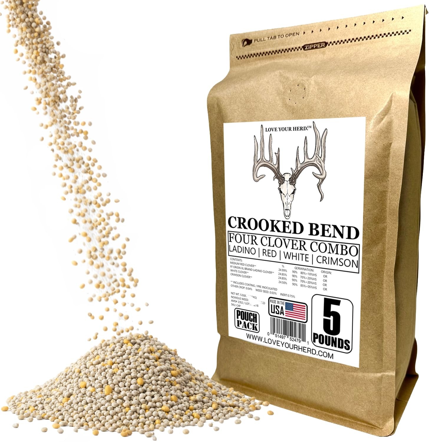 Four Clover Combo Blend, 5LB, Perennial Food Plot Seed, Pheasant, Duck, Dove,…