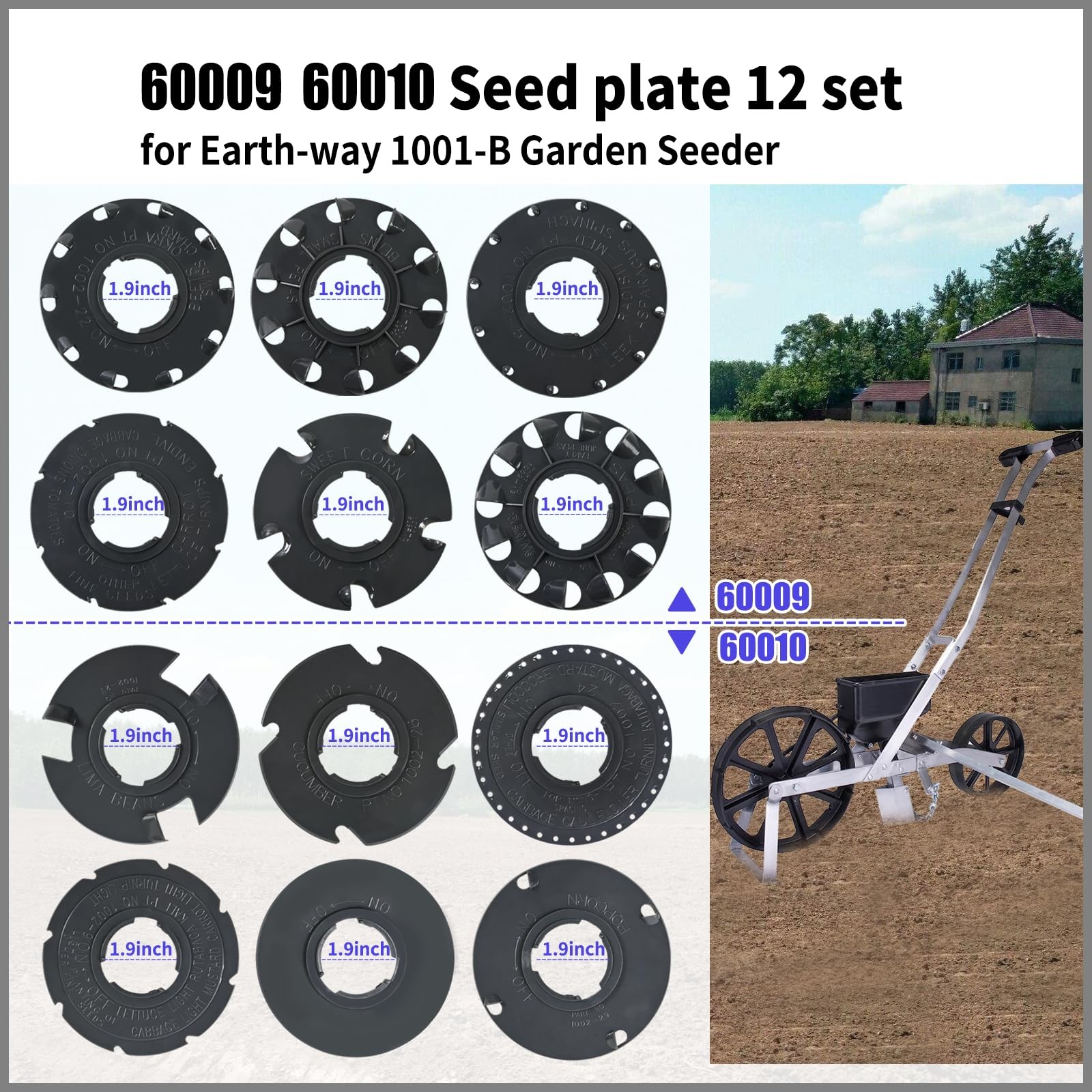 12 Set Seed Plates Compatible with EarthWay 1001-B 10001 Garden Seeder