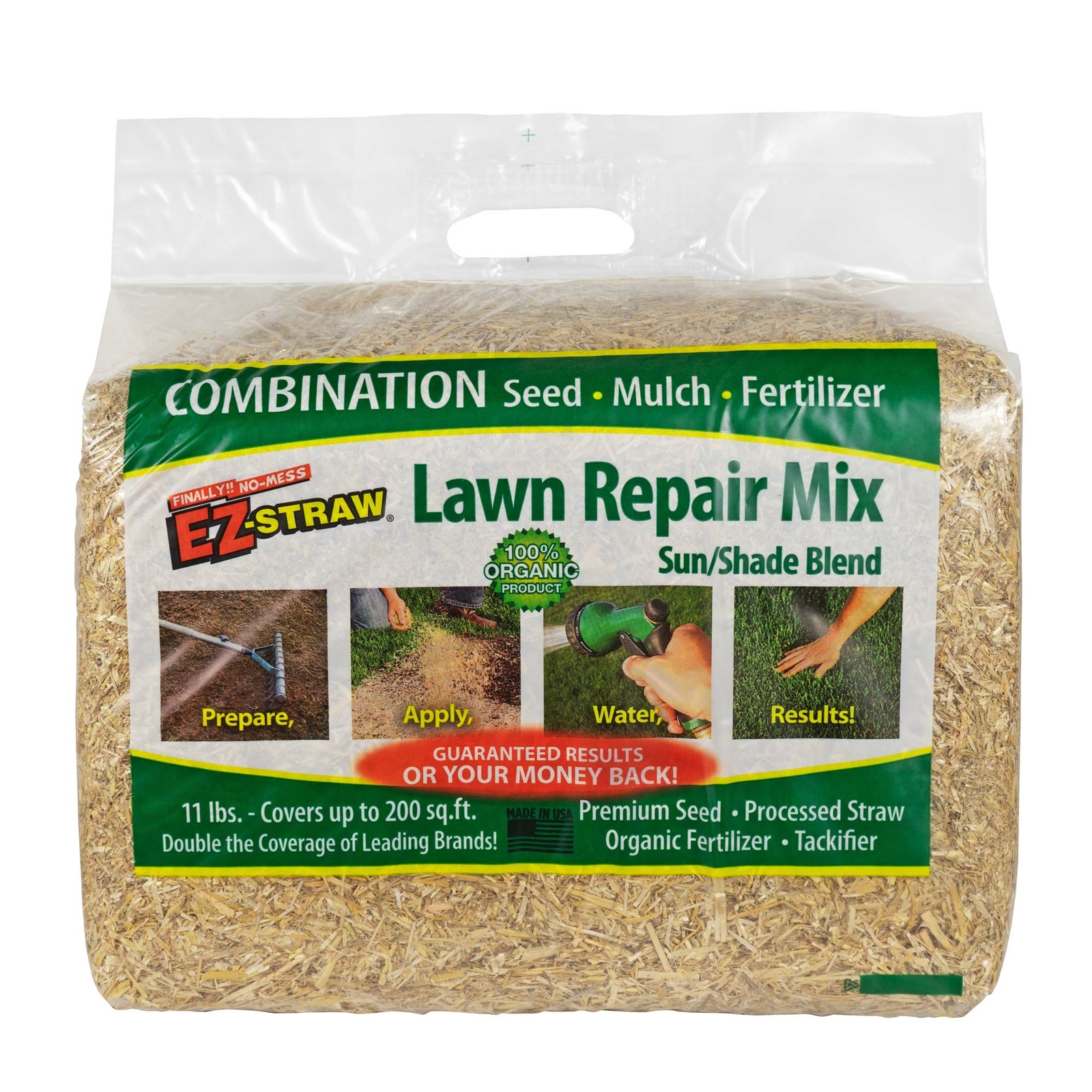 EZ Straw Lawn Repair Mix, Sun/Shade Blend, 11 Pound