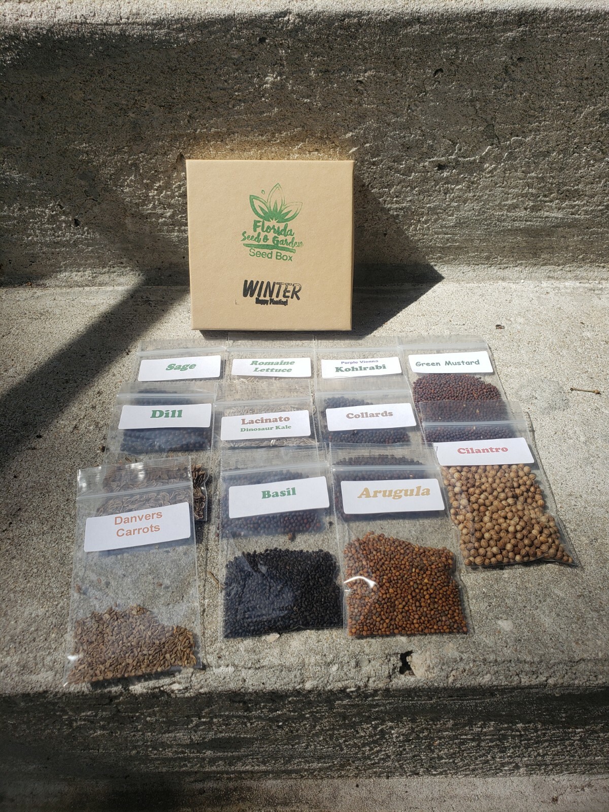 Florida Winter Garden Seed Box (2000+ Seeds!)11 Organic Heirloom Seed Varieties