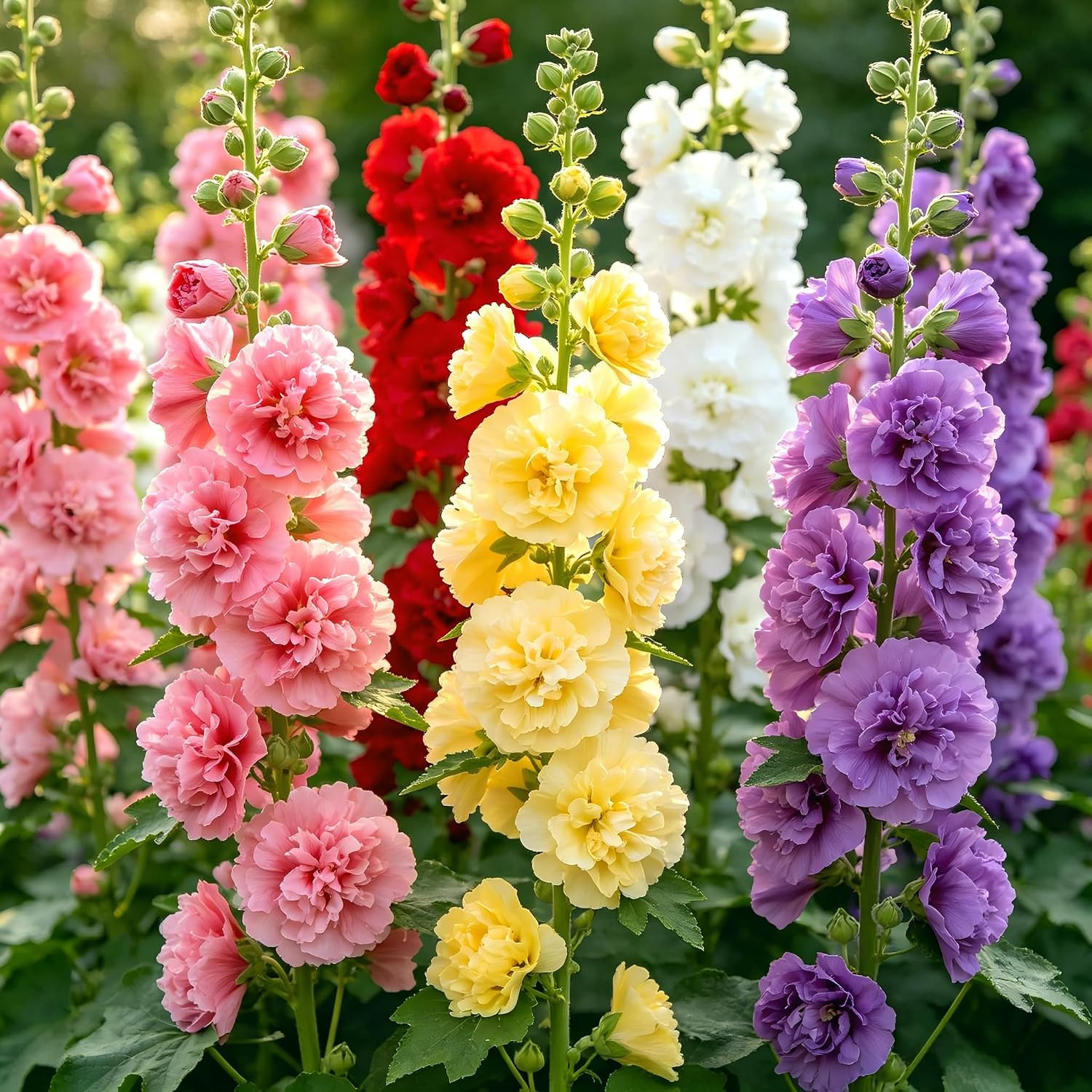 Carpetc 300+ Hollyhock Seeds for Planting, Mixed Colors Alcea Rosea Tall Spires