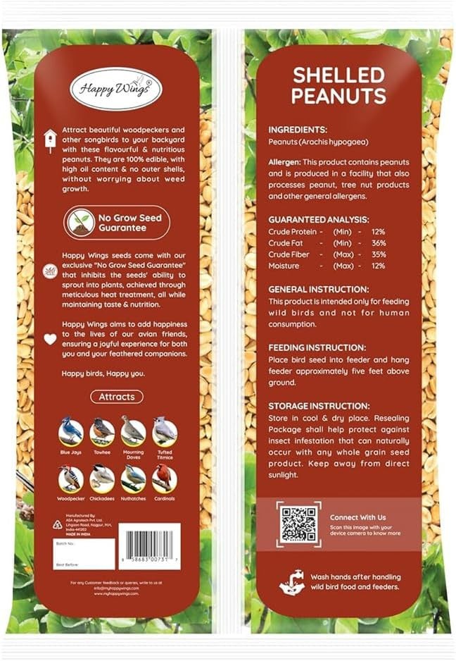Happy Wings Shelled Peanuts Seeds Wild Bird Food – 5 Pounds I No Grow Seed I …