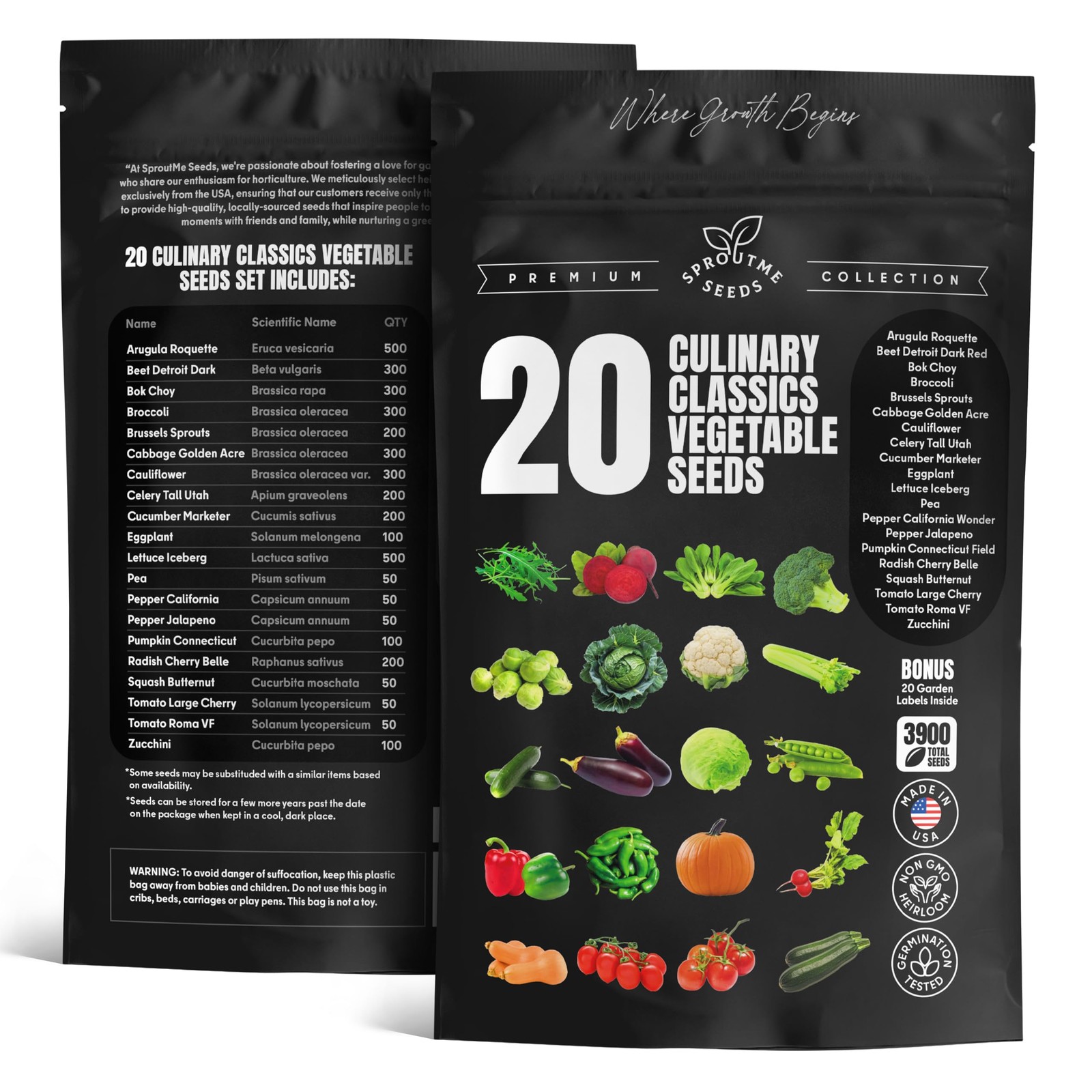 Vegetable Seeds Variety Pack – Tomato, Cucumber, Zucchini, Lettuce, Broccoli …