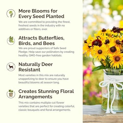 Midwest Wildflower Seed Mix – 1/4 lb, 120,000+ Seeds – Attract Pollinators, Plan