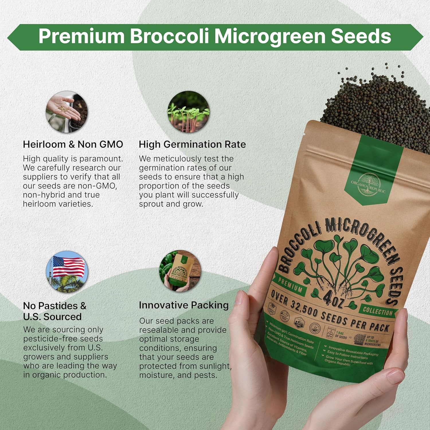 Broccoli Sprouting & Microgreens Seeds – 32,500 Non-GMO Heirloom