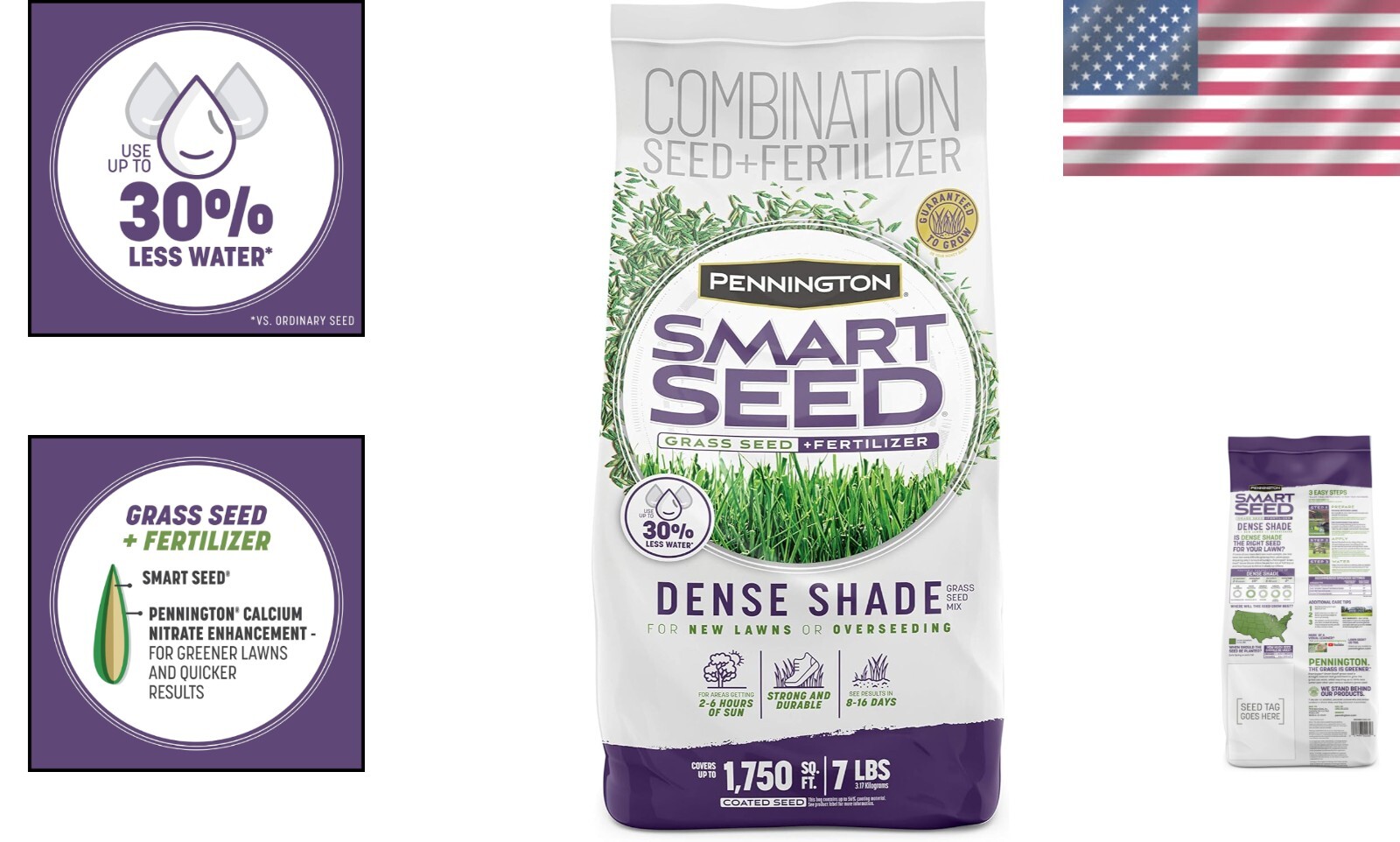 7 lb Smart Seed Dense Shade Mix – Disease & Traffic Resistant for Shady Yards
