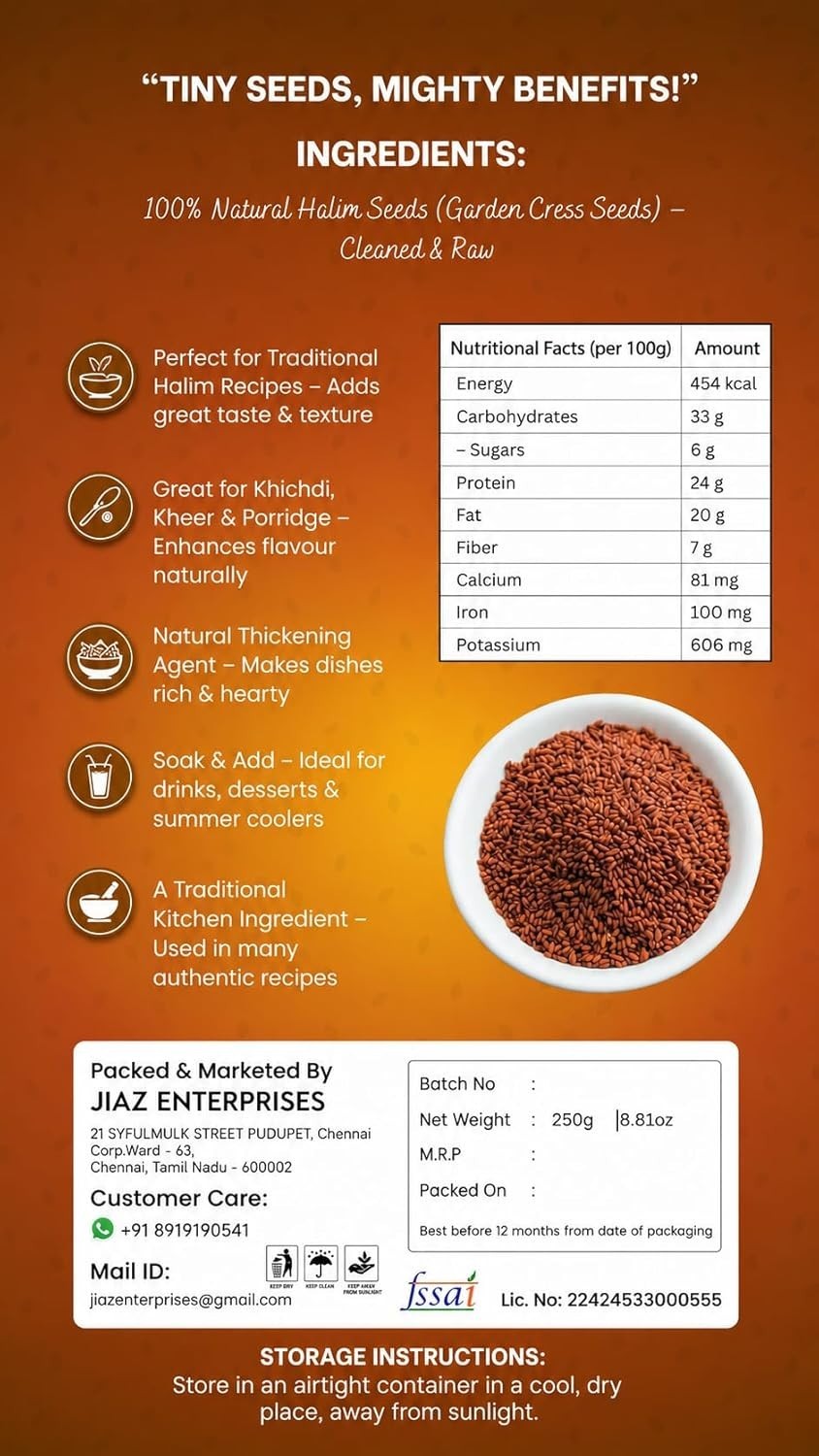 250g Halim Seeds – Gluten-Free Garden Cress for Healthy Eating & Cooking