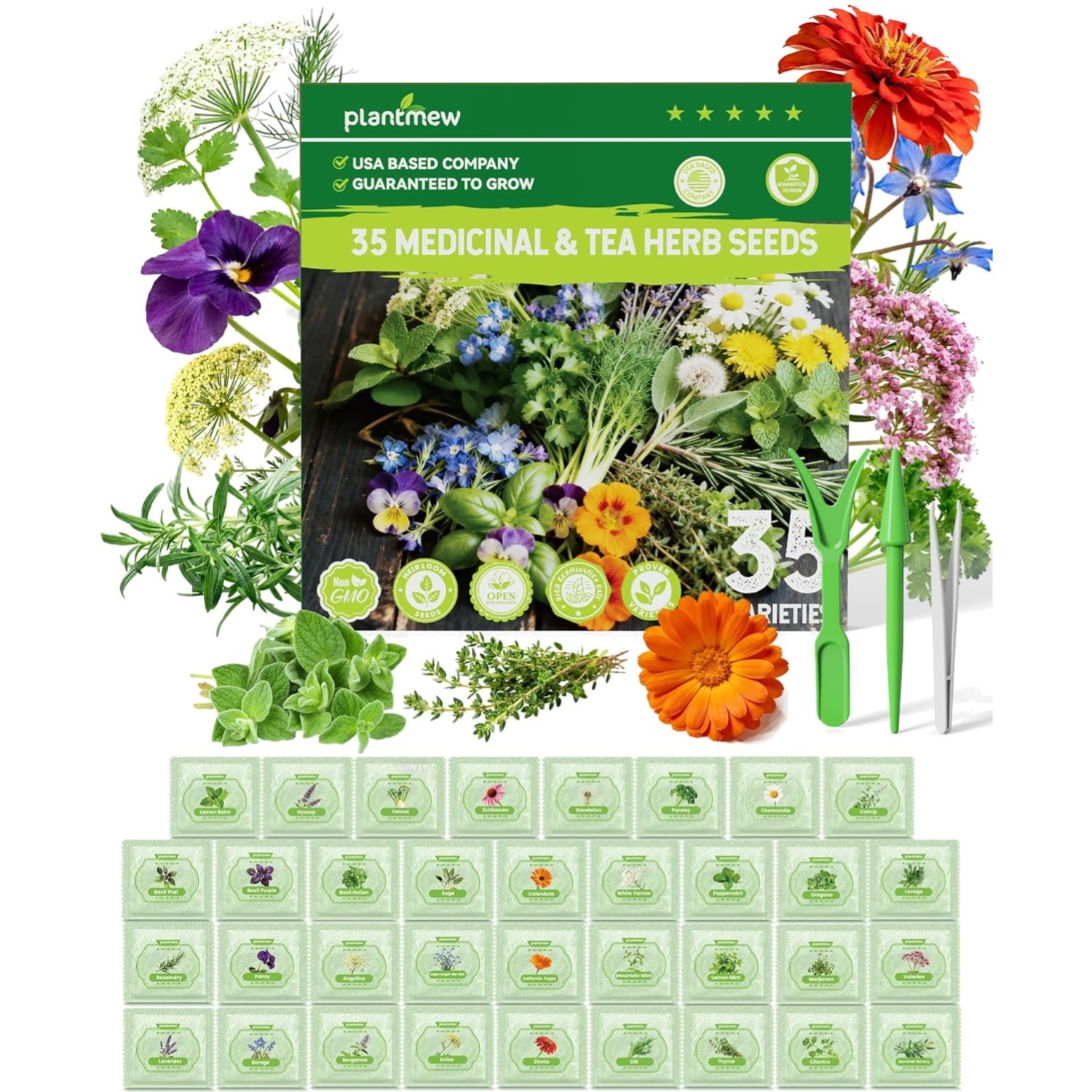 Medicinal & Tea Herb Seeds for Planting – 35 Non-GMO Heirloom Variety Pack fo…