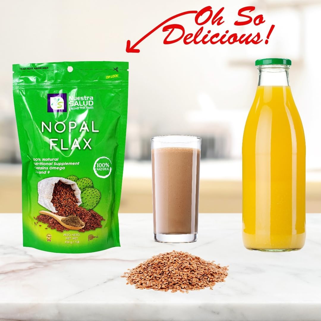 100% Natural Milled Flax Seed with Nopal & Apple – 454g (1lb) – Healthy Superfoo