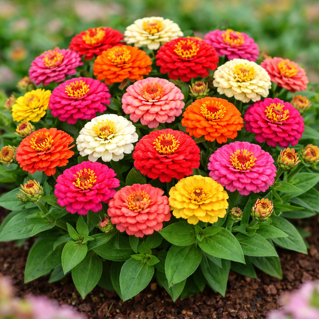 THUMBELINA DWARF Zinnia elegans Seeds Heirloom Non GMO Compact Colorful Mix