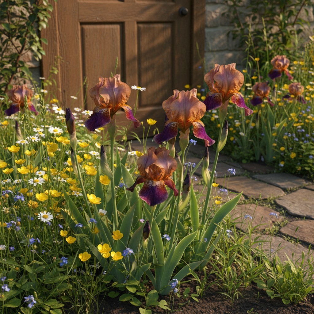 50 Bearded Iris Seeds – Copper and Purple Bicolor Iris Flowers