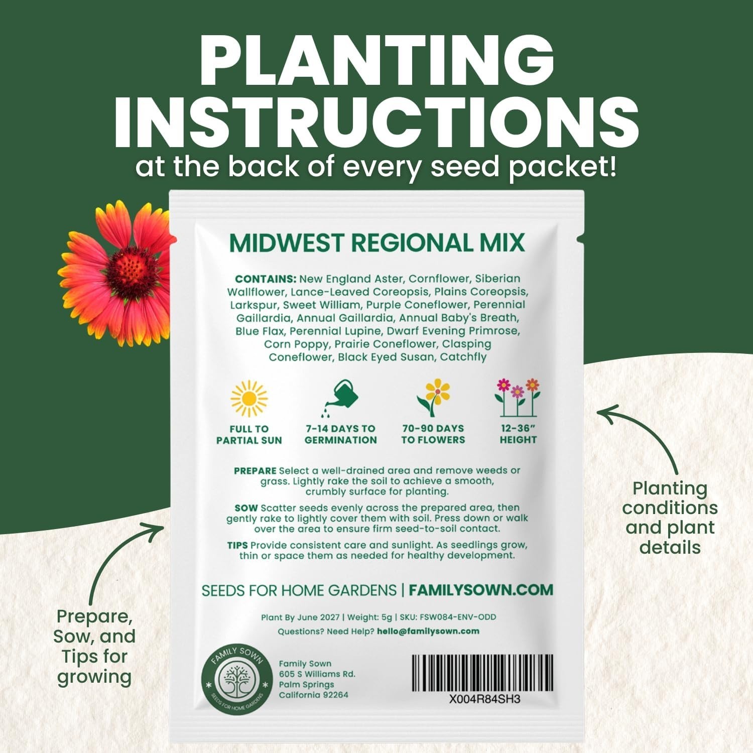 Midwest Regional Mix – 2,500 Seeds for Planting – 2026 Season – 5 Gram Pouch