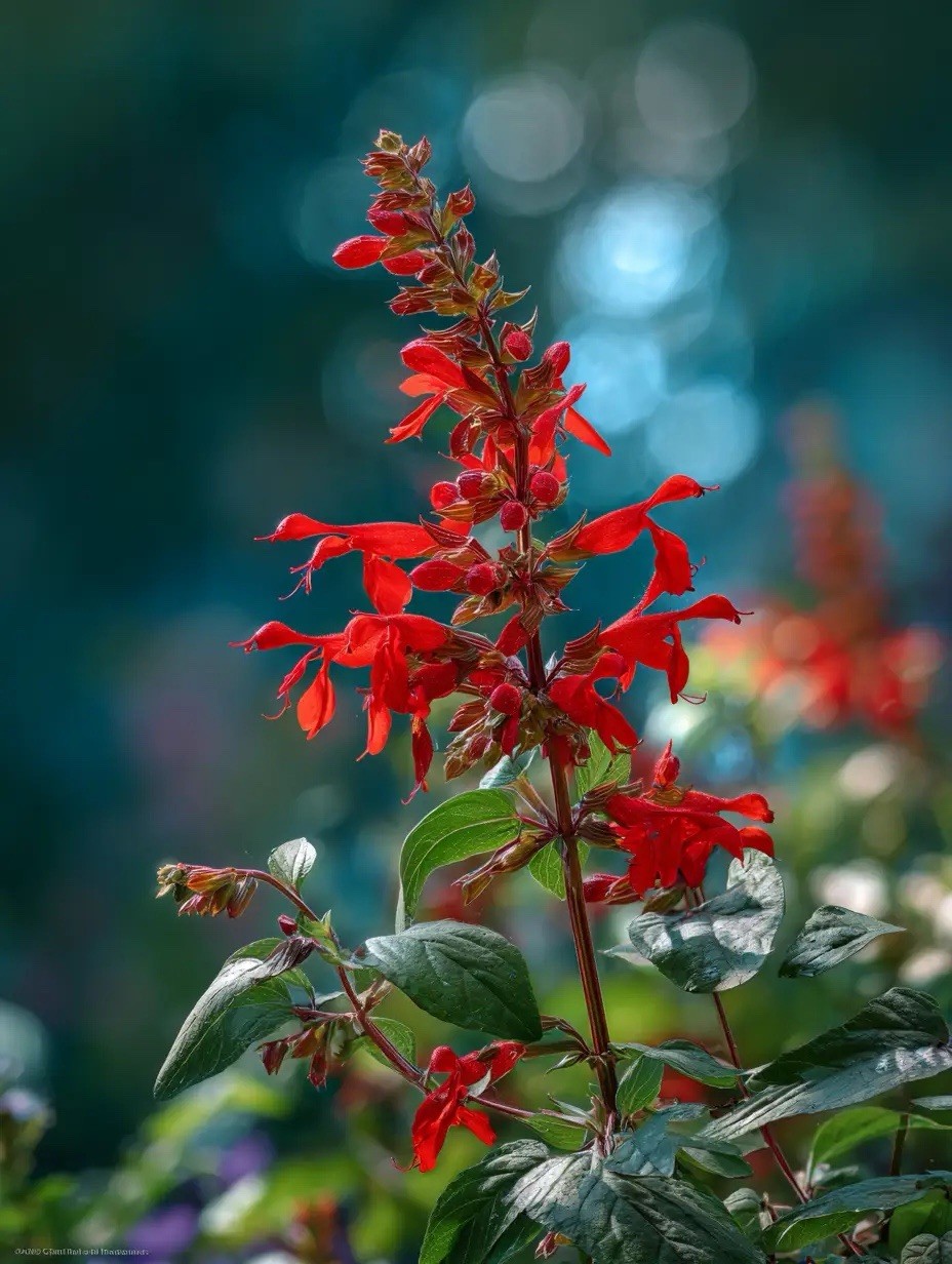 Scarlet Sage Salvia Red Hummingbirds Annual Perennial 100 Seeds butterflies