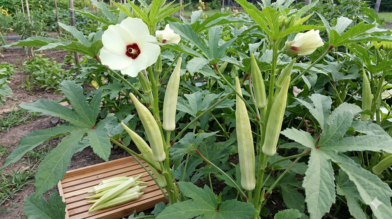 50 silver queen Okra Seeds.
