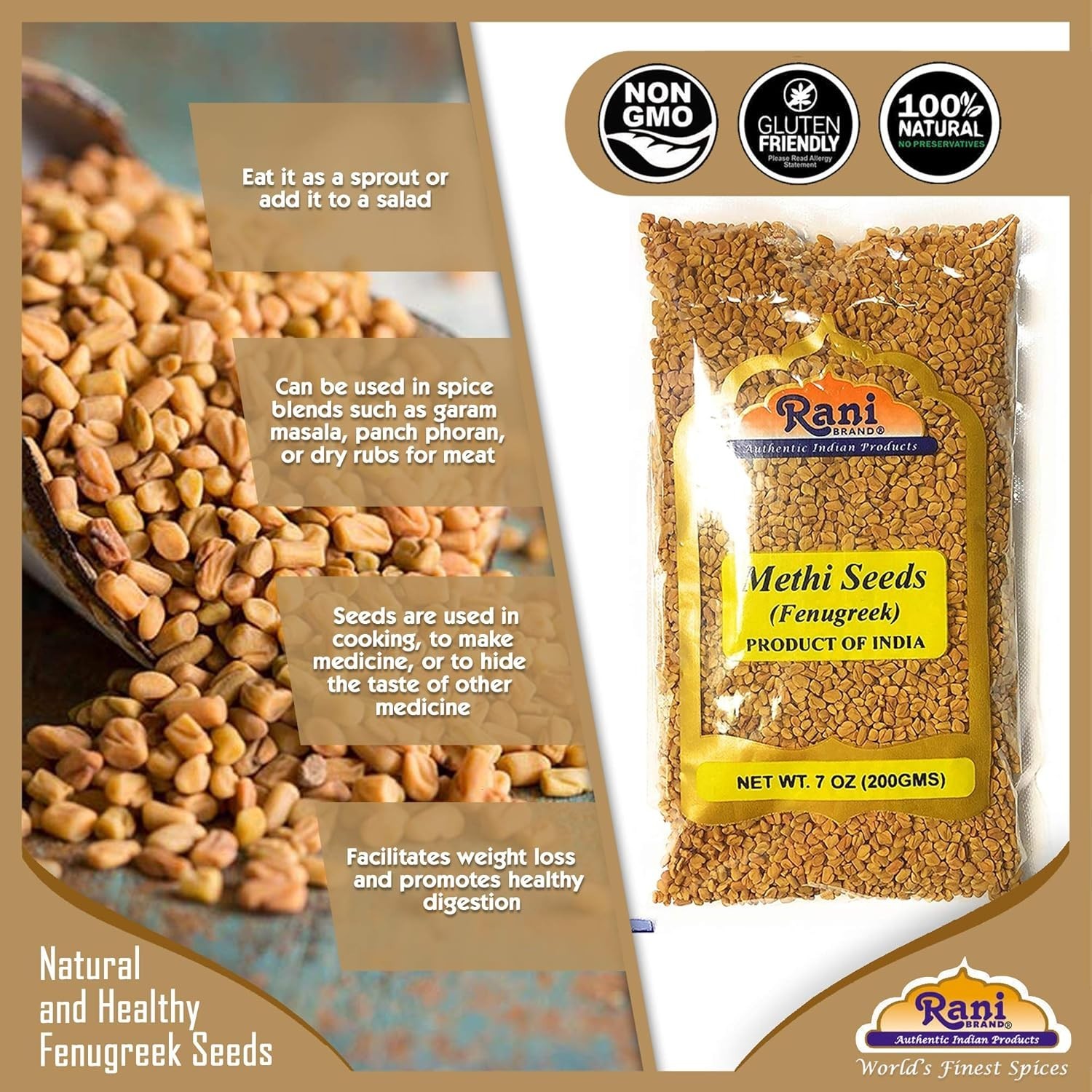 7oz Rani Methi Seeds – Non-GMO, , Kosher & Gluten-Friendly